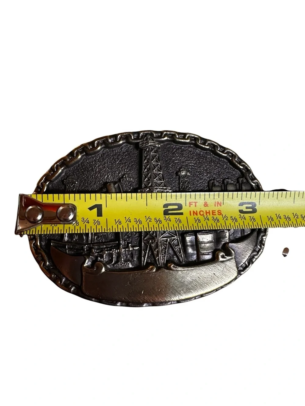 VTG Oil Drill 1981 The Great American Buckle Floral Tooled Leather Belt Size 36